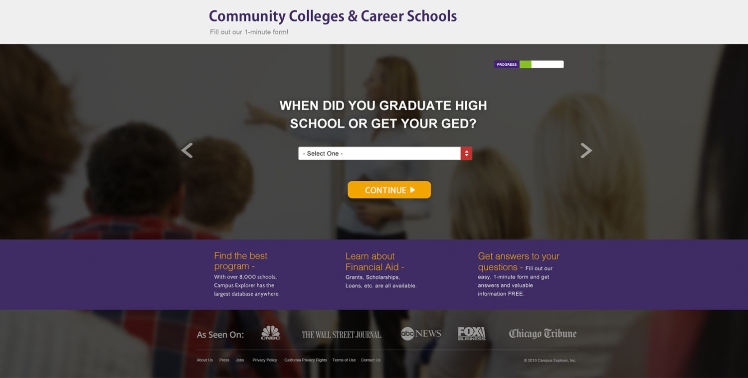 Landing Pages School Widget - Step 1