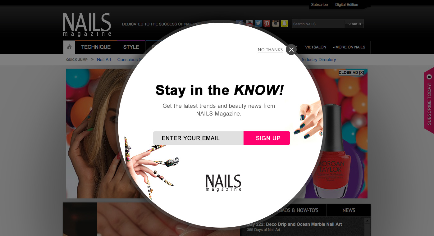 Lightbox Email Sign Up - Nails Magazine