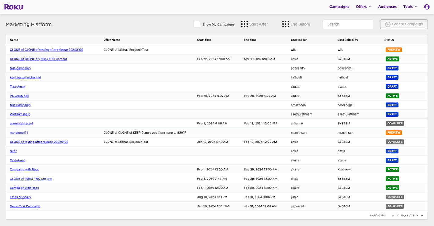 Marketing Campaign Interface Platform 1